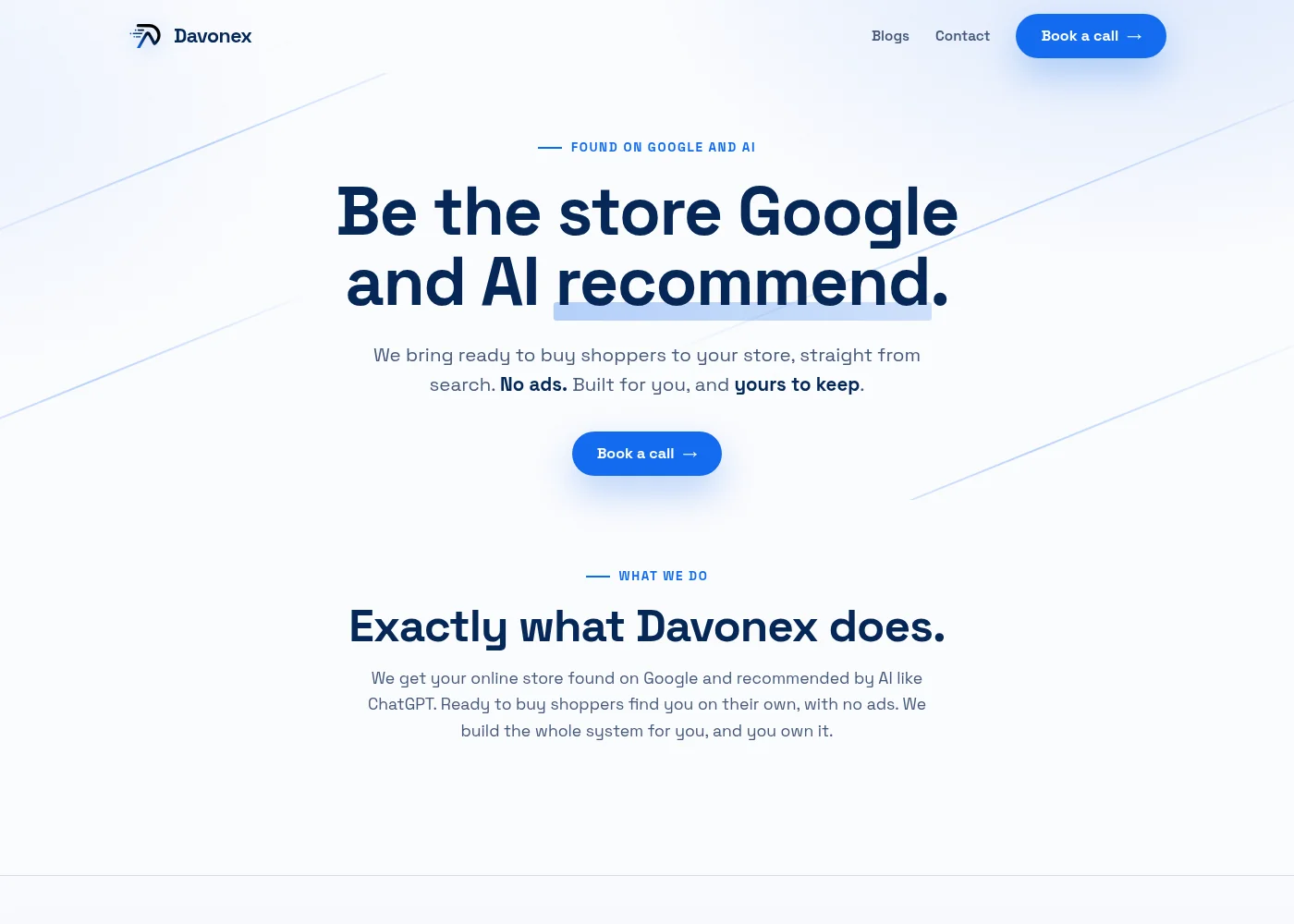 The davonex.com homepage, a Digitalise Agency client site