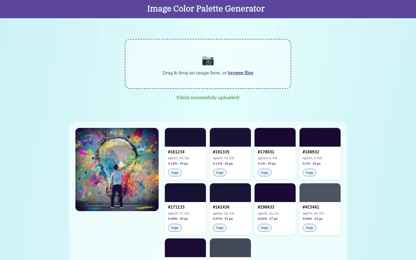 A real extracted palette from the Color Palette Generator
