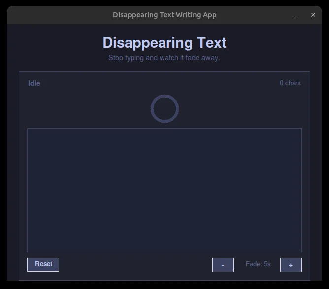 Screenshot of the Disappearing Text app