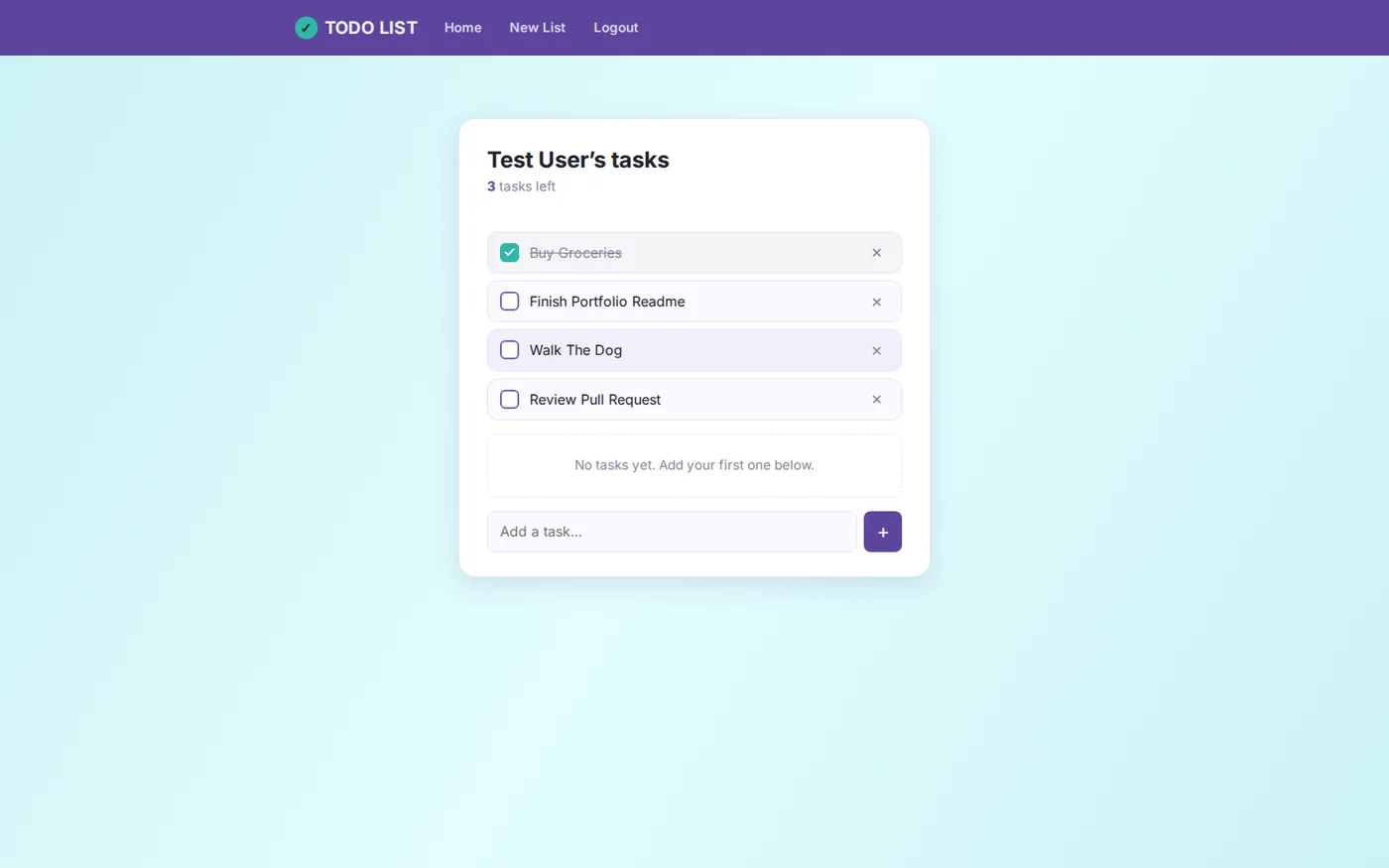 Screenshot of the Flask TODO List app