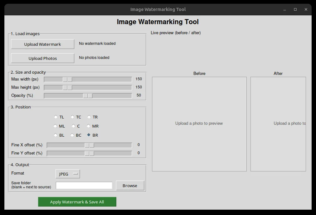 Screenshot of the Image Watermarking Tool