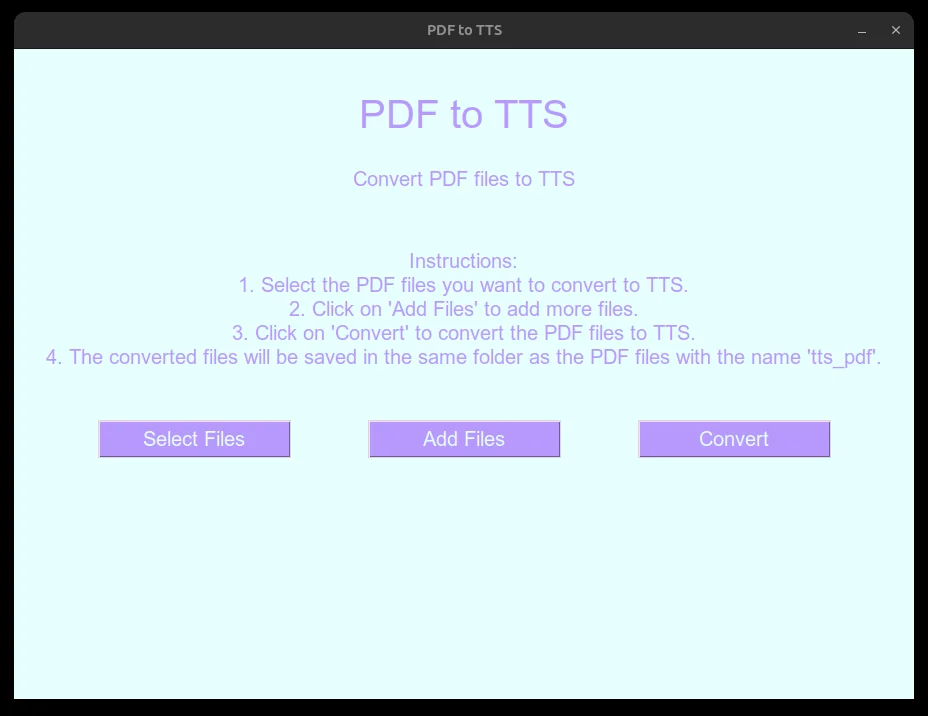 Screenshot of the PDF to Audiobook tool