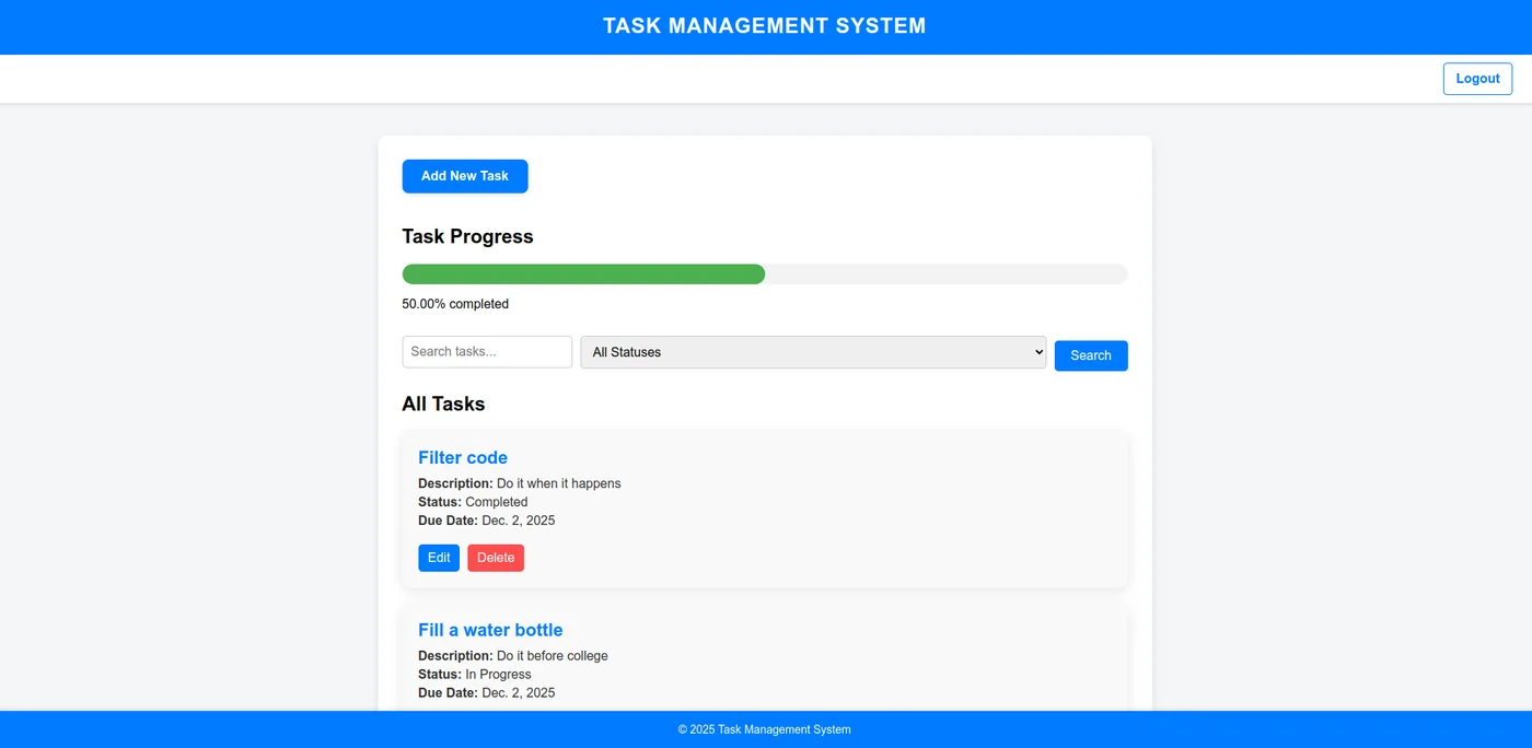 Screenshot of the Task Manager homepage