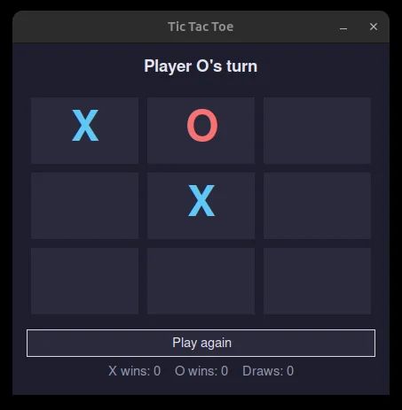 Screenshot of the Tic Tac Toe GUI